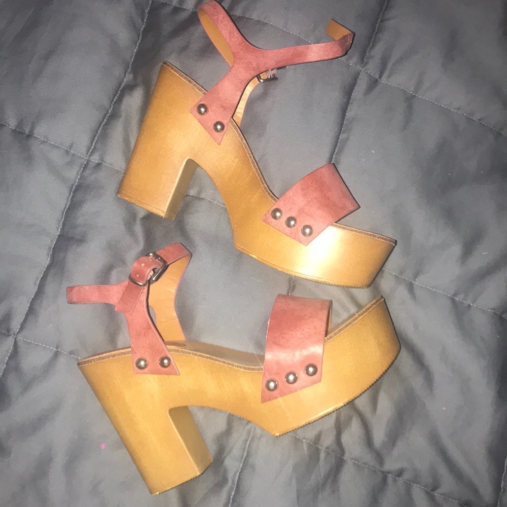 Wood block heels.